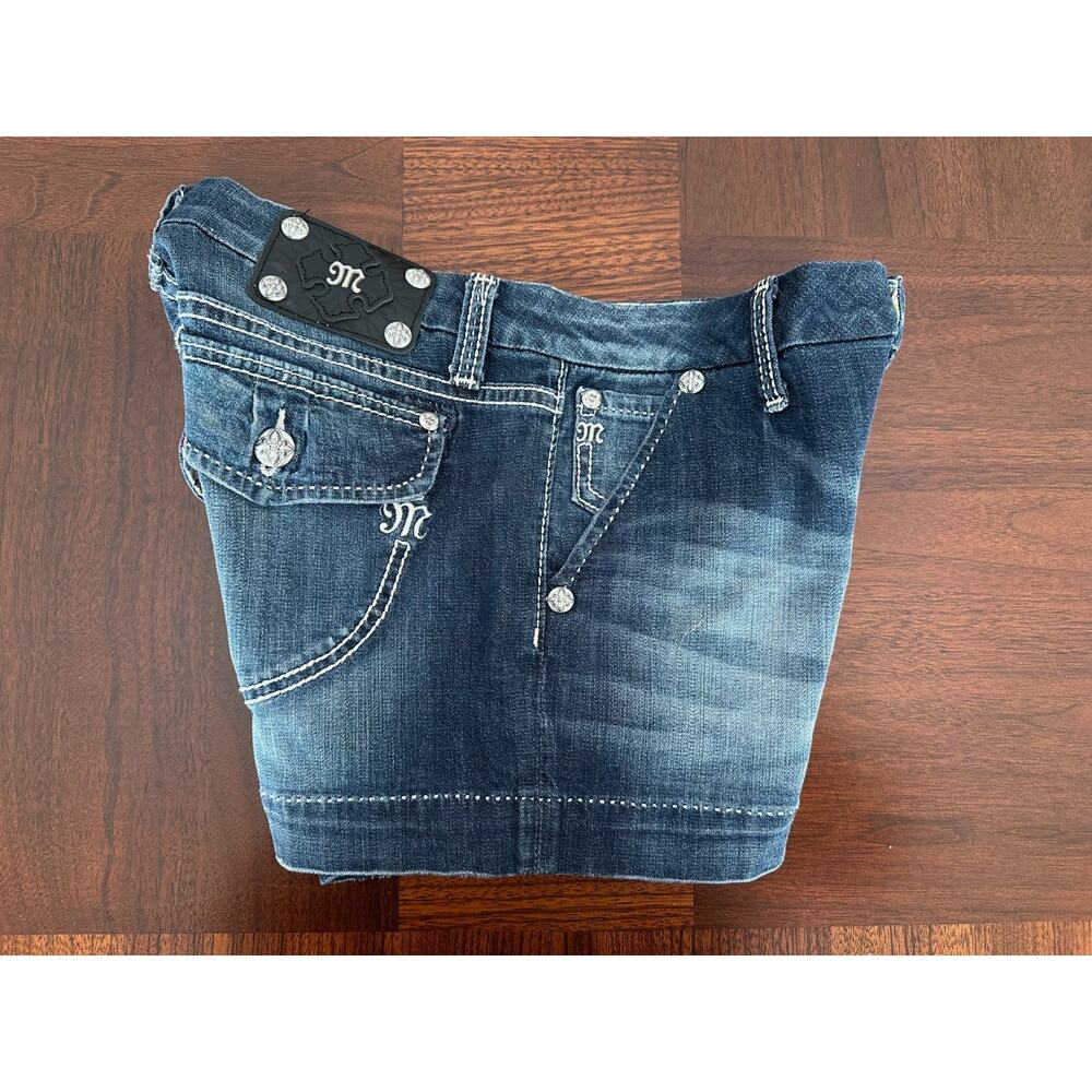 Miss Me Y2K Medium Blue Denim JS448OH16 Solid Flap Pocket Shorts Size 29 NWT - Picture 6 of 16